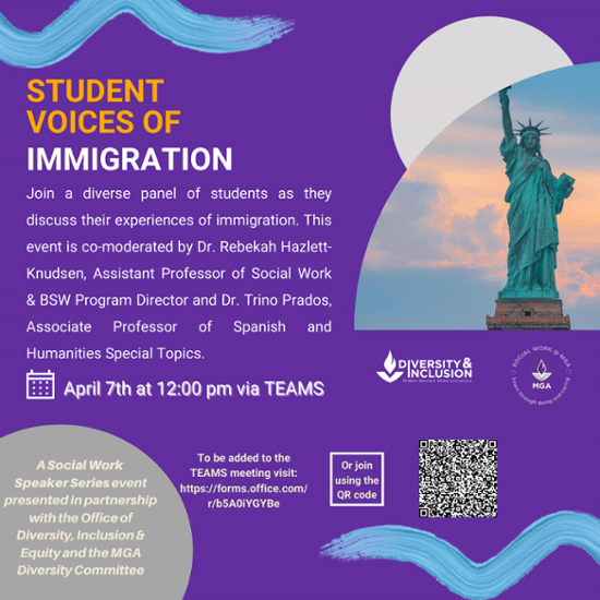 Student Voices of Immigration panel flyer.